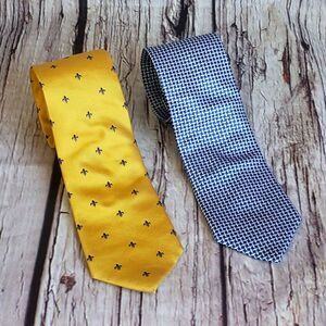Charles Tyrwhitt Bundle of 2 Silk Ties Fleur De Lis Geometric 3.25" 58"